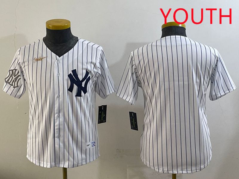 Youth 2025 New York Yankees Blank White Stripe Throwback Nike MLB Jersey style 41